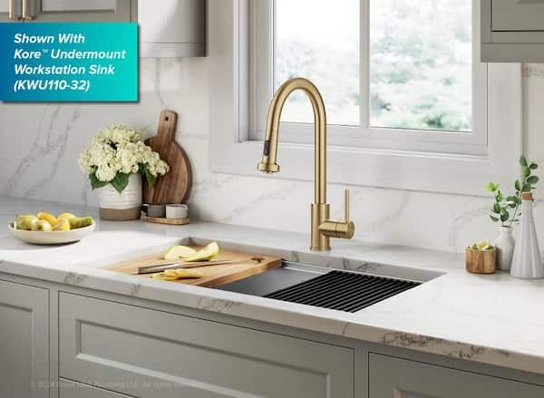 Brushed Brass Kitchen Faucet With Sprayer: Elevate Your Sink!